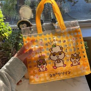 Vintage Sanrio - Corocorokuririn small clear bag / tote gingham 1999